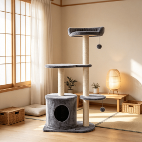 43" Cat Tree for Indoor Cats Comfortable Plush Perches Sisal Scratching Posts Multiple Levels for Play And Rest