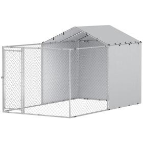 Galvanized Steel Dog Kennel Outdoor with Waterproof & UV-Resistant Cover for Large Dogs, 13.1' x 7.5' x 7.5'