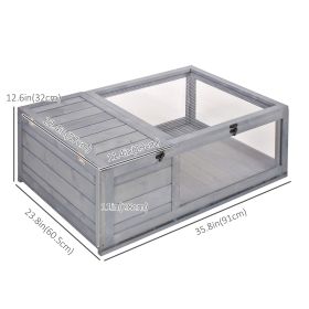 Grey Wood Tortoise House for Lizards And Geckos - Indoor Outdoor Use Large Size 35.8'' X 23.8'' X 12.6''